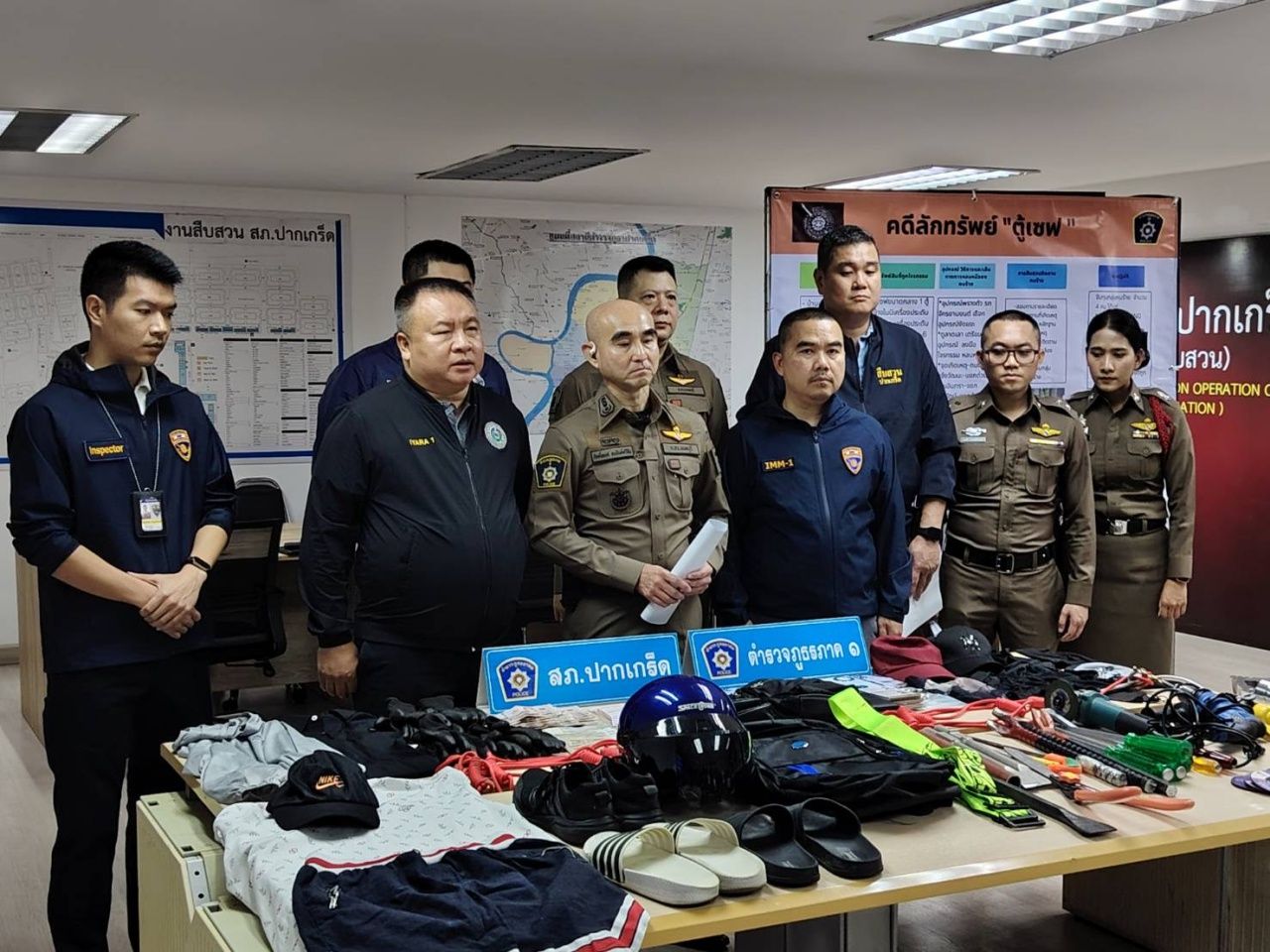 泰国警署长发表“调查部门1” 队伍成果，逮捕入室盗窃保险箱的中国犯罪团伙