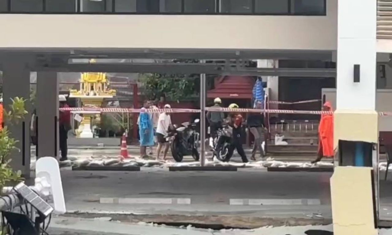 三森警察局大楼高危崩塌，填沙复出滑坡事故，桩柱裂缝加剧