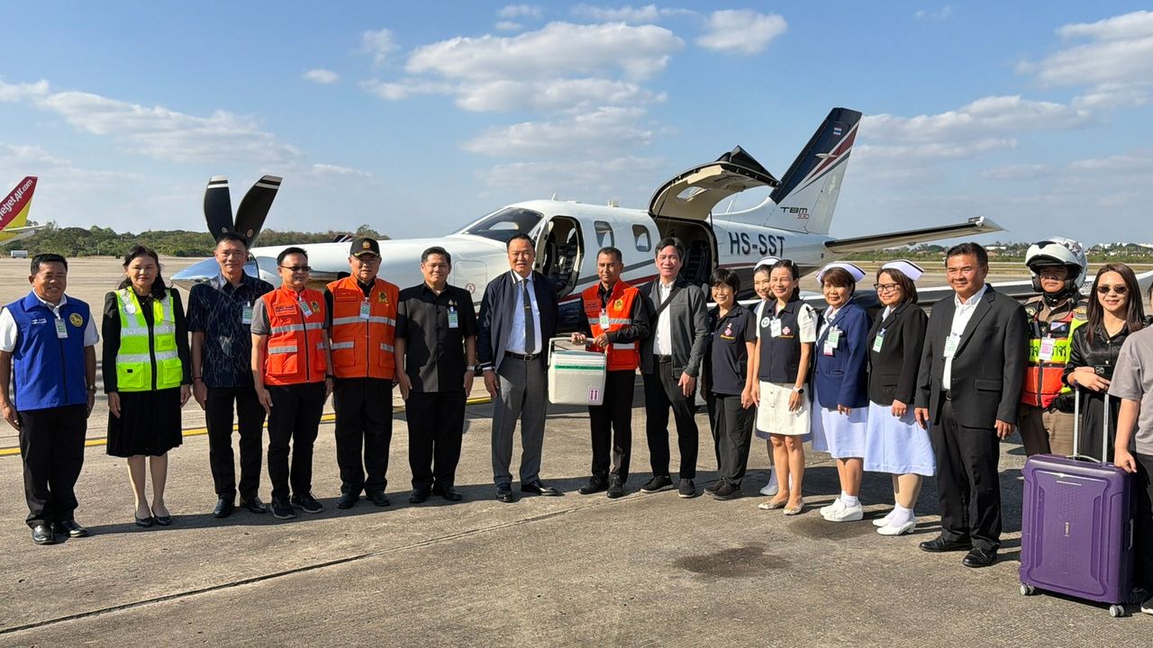 心脏插翼 “阿努廷” 紧急飞行接收第153颗心脏 送往朱拉隆功医院