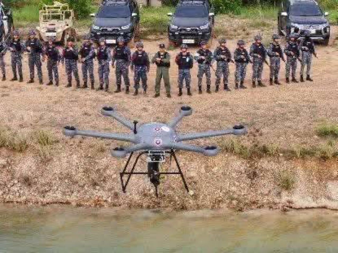 泰国皇家空军的武装无人机参与巡逻行动，保护空军第三大队基地