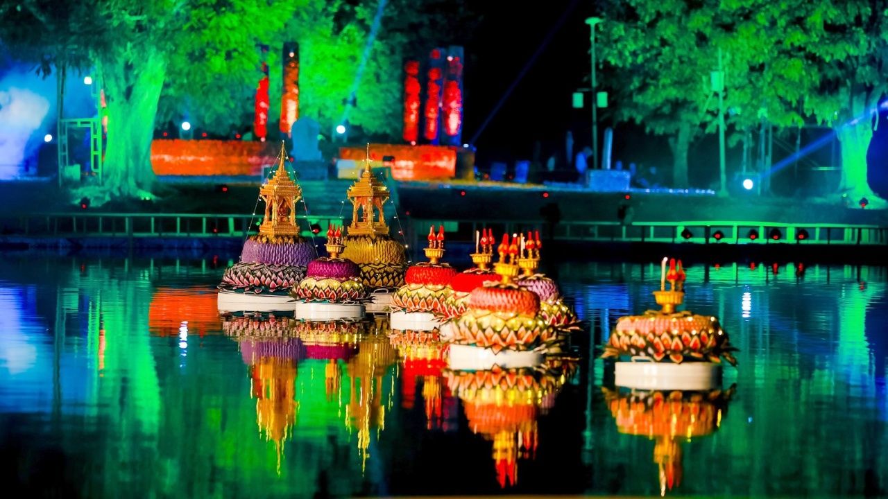 皇家赐予的水灯仪式,素可泰府年度传统水灯节活动