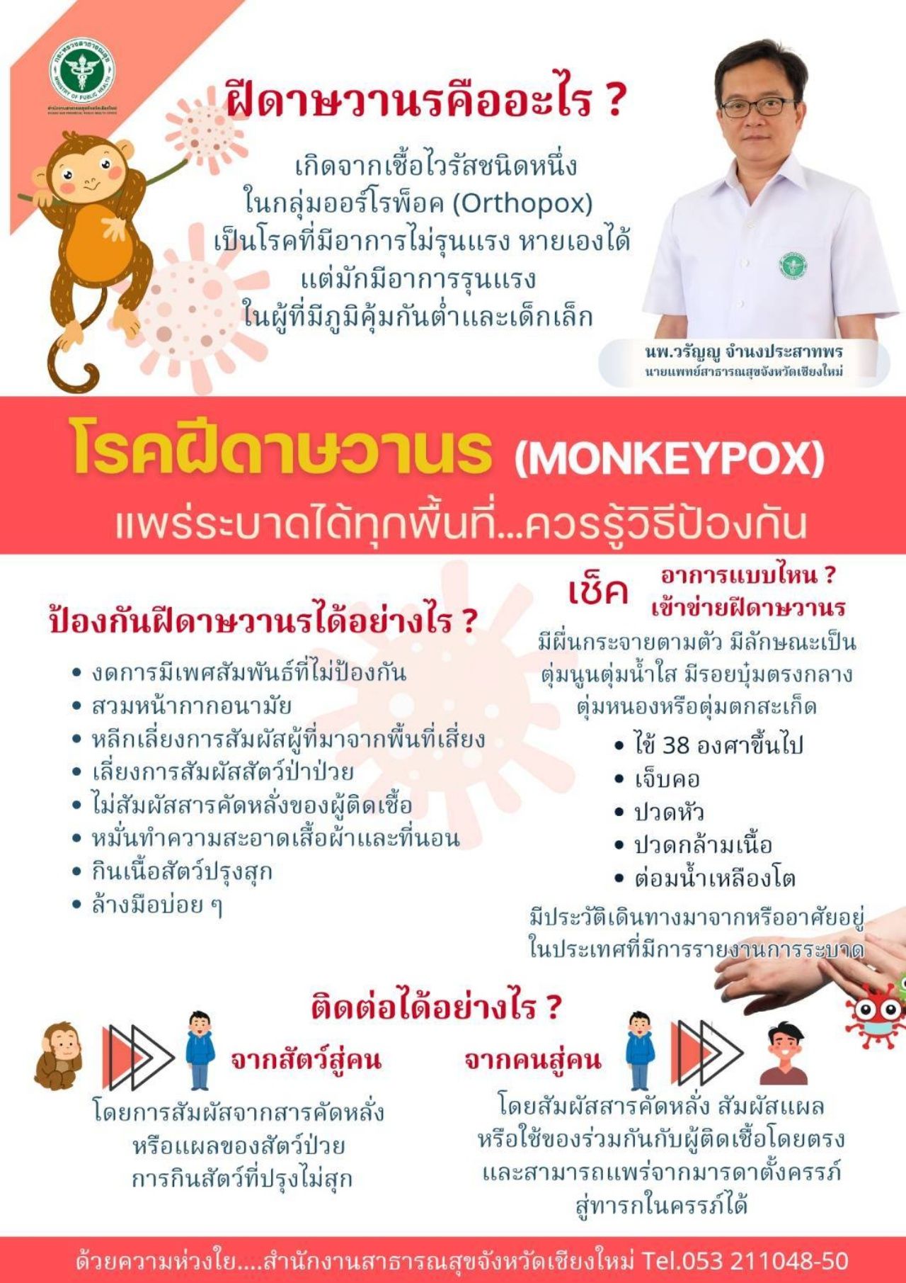 清迈卫生局公布发现26例猴痘病例，密切监视局势