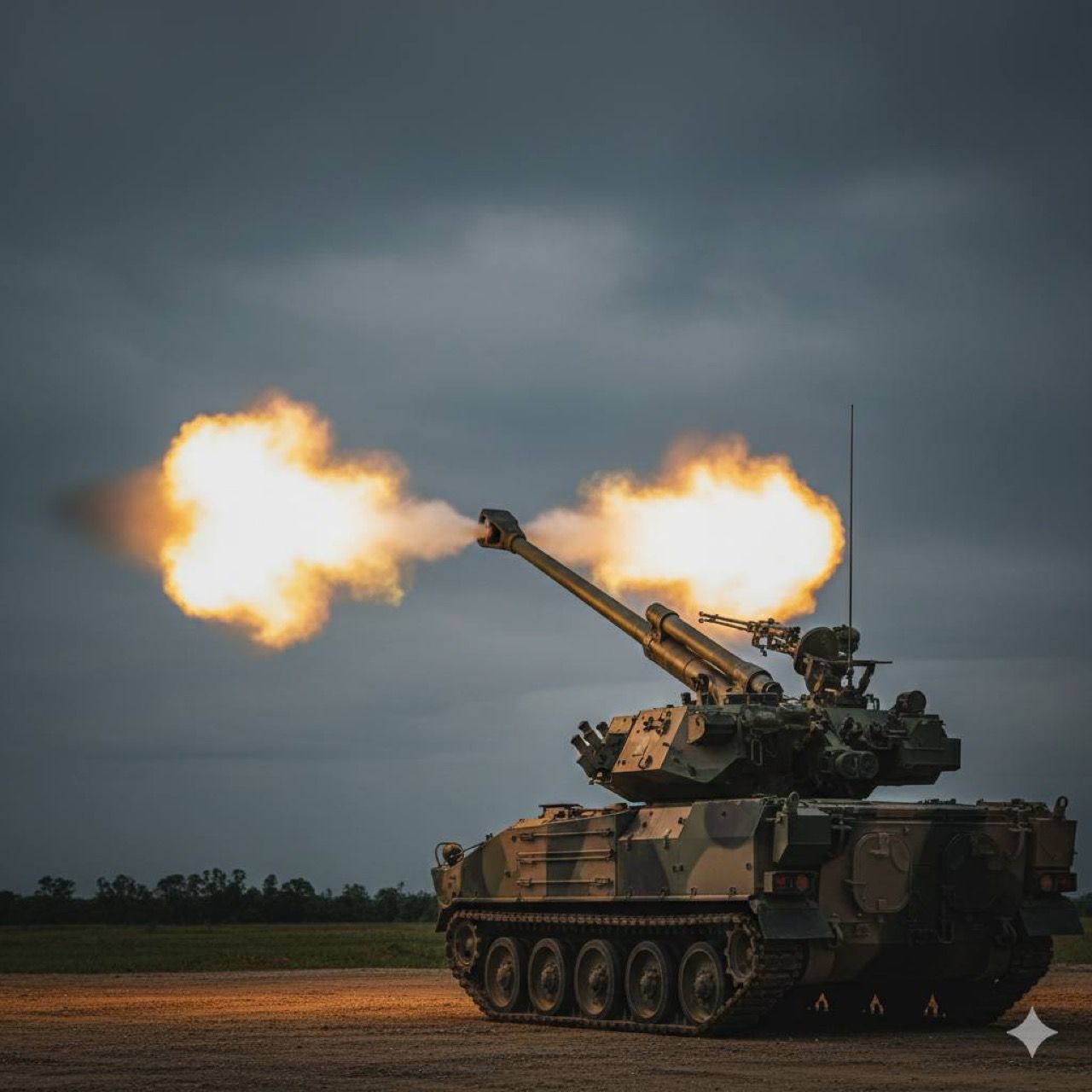 当泰国155毫米炮弹在夜空中划破长空