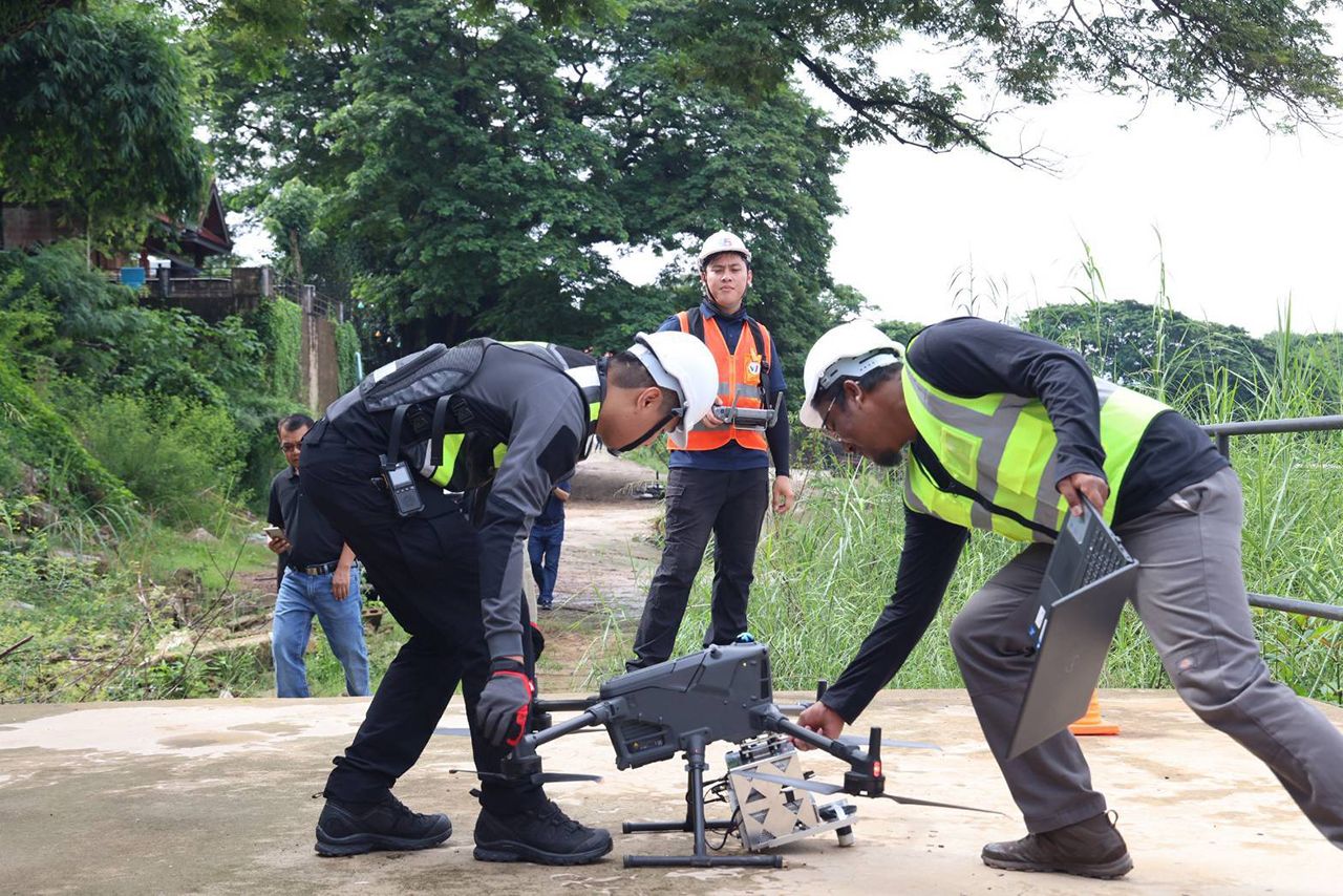 NBTC 出动直飞แม่สอด区域 使用无人机检测手机信号 阻止漫游与电话诈骗团伙