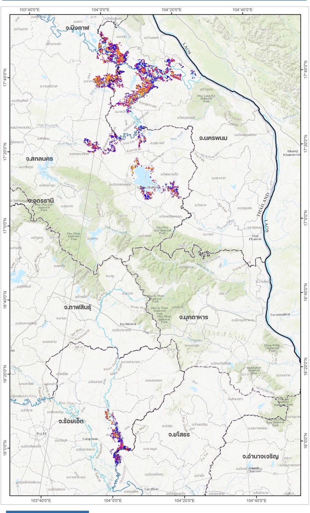 GISTDA 卫星图像展示：五个东北省份遭遇风暴维帕影响，覆盖1.4万莱地面积被洪水淹没