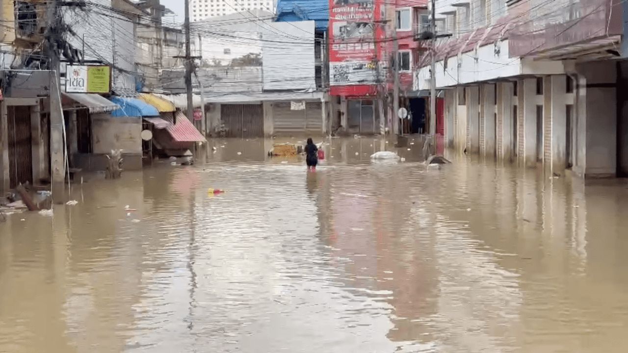 合艾今早气氛“洪水”大多已经退去，发现许多损坏点