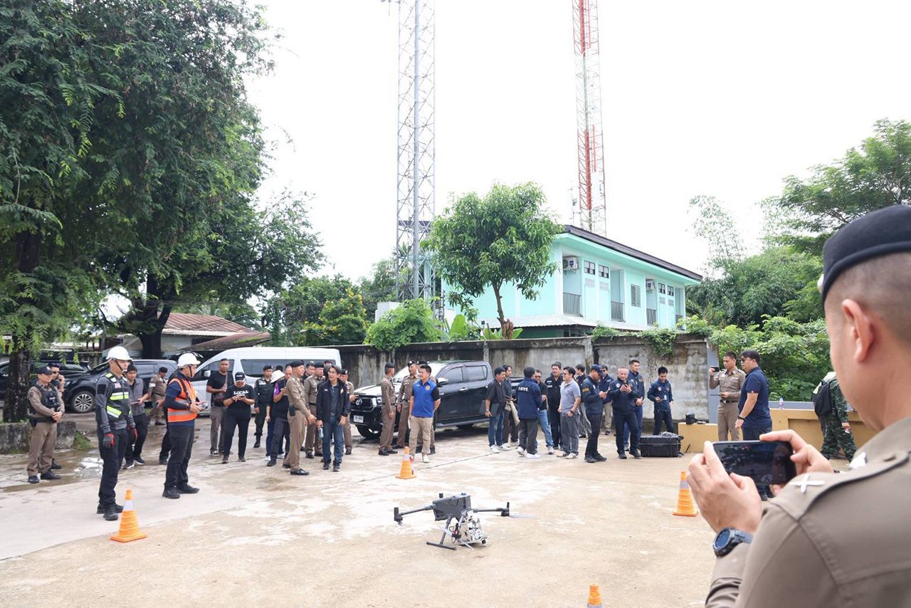 NBTC 出动直飞แม่สอด区域 使用无人机检测手机信号 阻止漫游与电话诈骗团伙